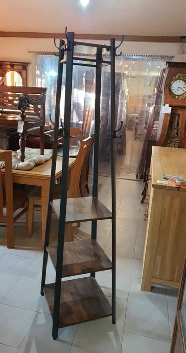 Wieszak stojący podłogowy nowoczesny metalowy półki drewno FV DOWÓZ