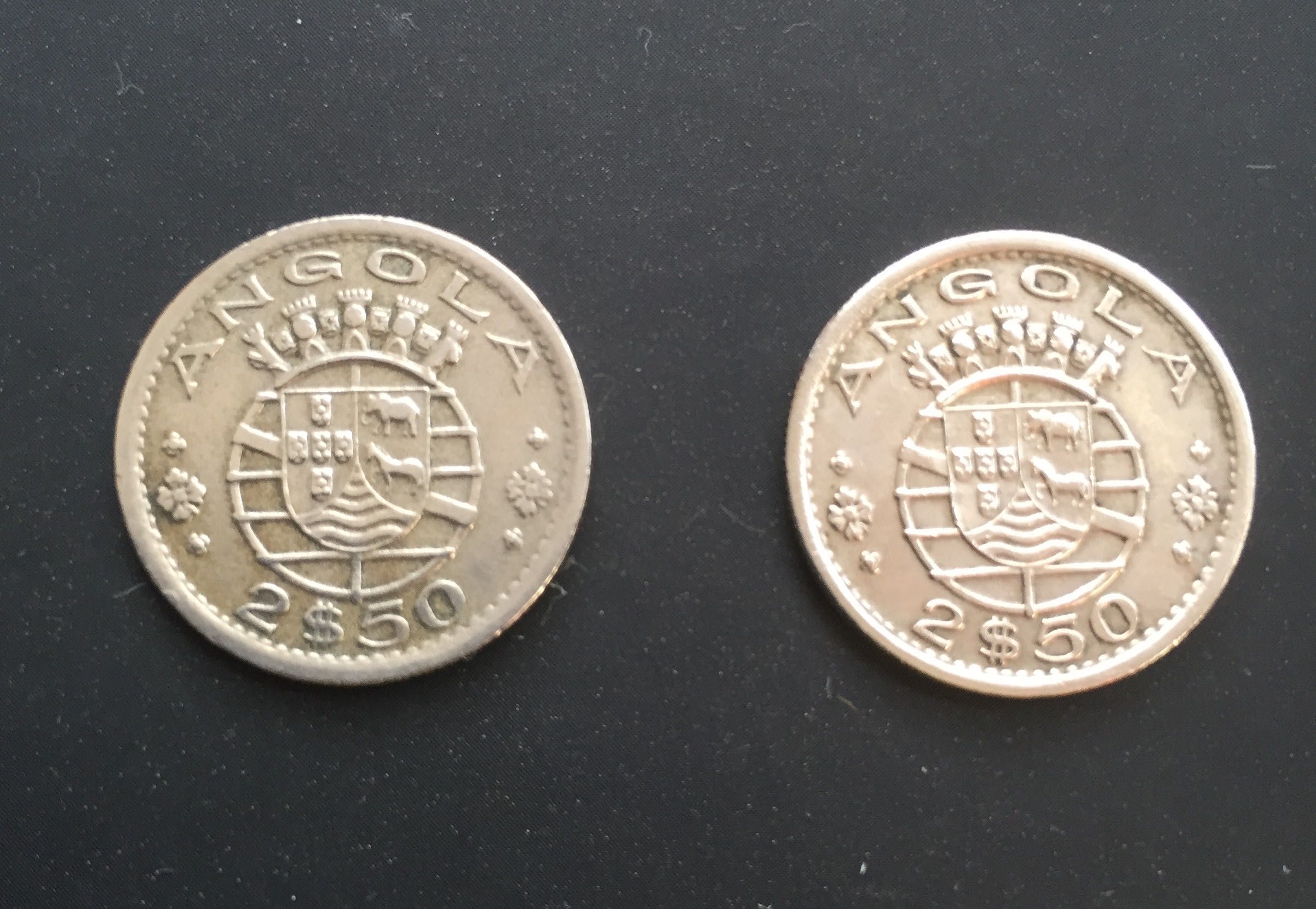Lote de 2 moedas 2.50 escudos - Angola 1956 e 1967