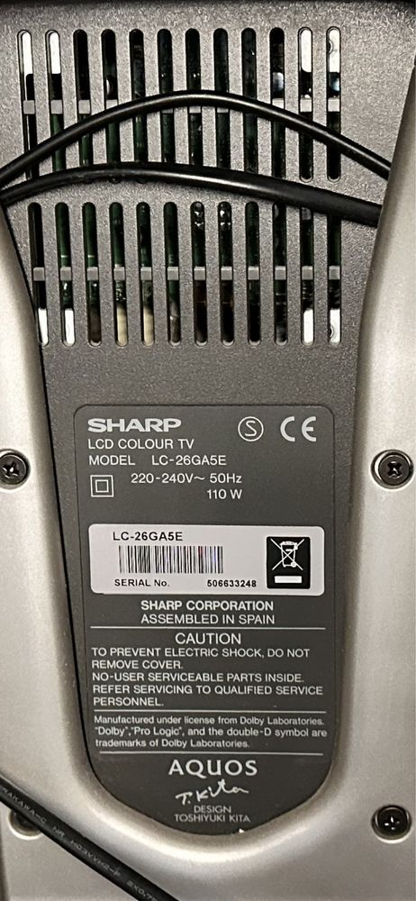 Кольоровий телевізор плоский SHARP LC-26GA5E Все працює, робочий