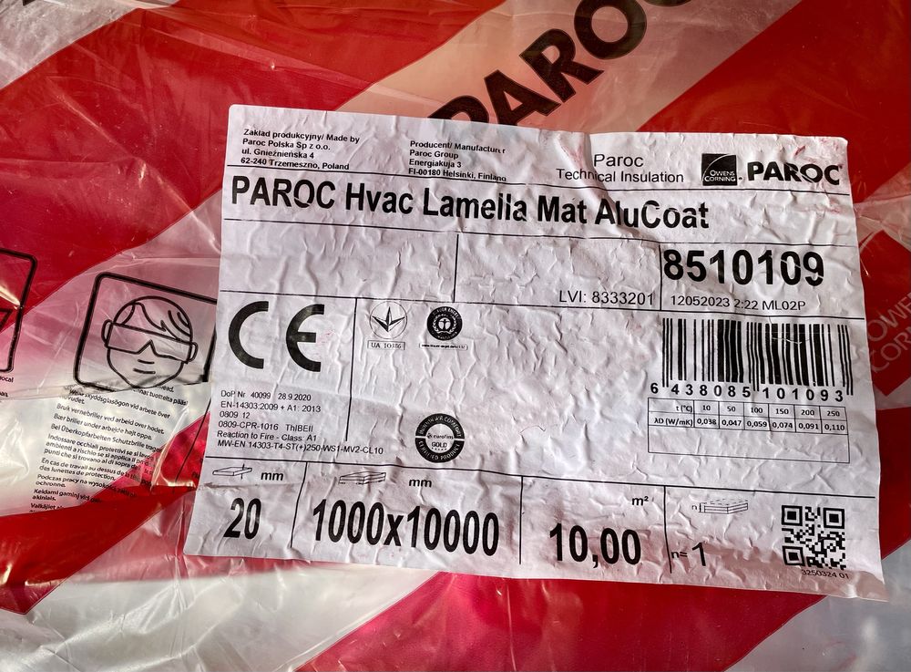 Paroc Alu Lamella 20 mm Wełna izolacja komina