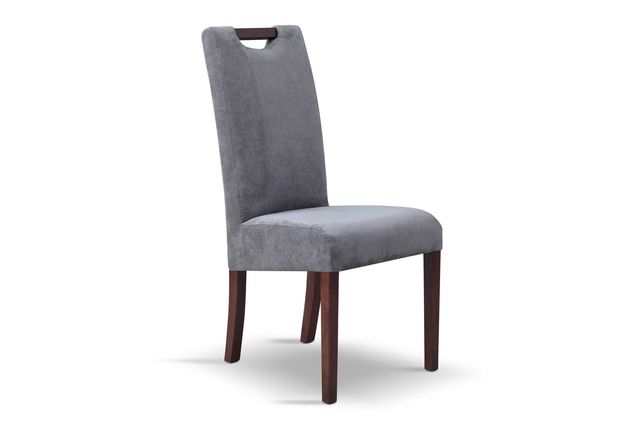 Nowoczesne ,klasyczne, szare krzesło tapicerowane  z elementami drewna