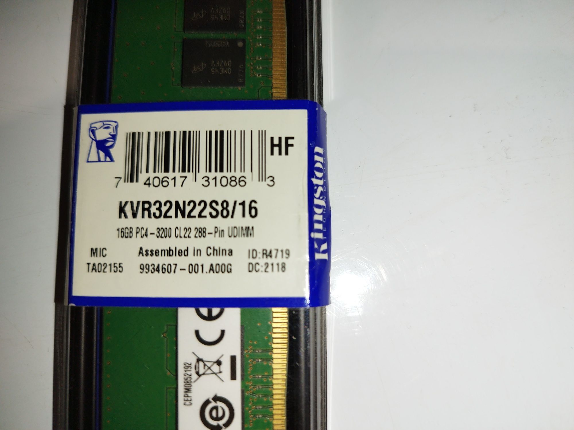Kingston DDR4-3200 16384 MB PC4-25600 (KVR32N22S8/16)