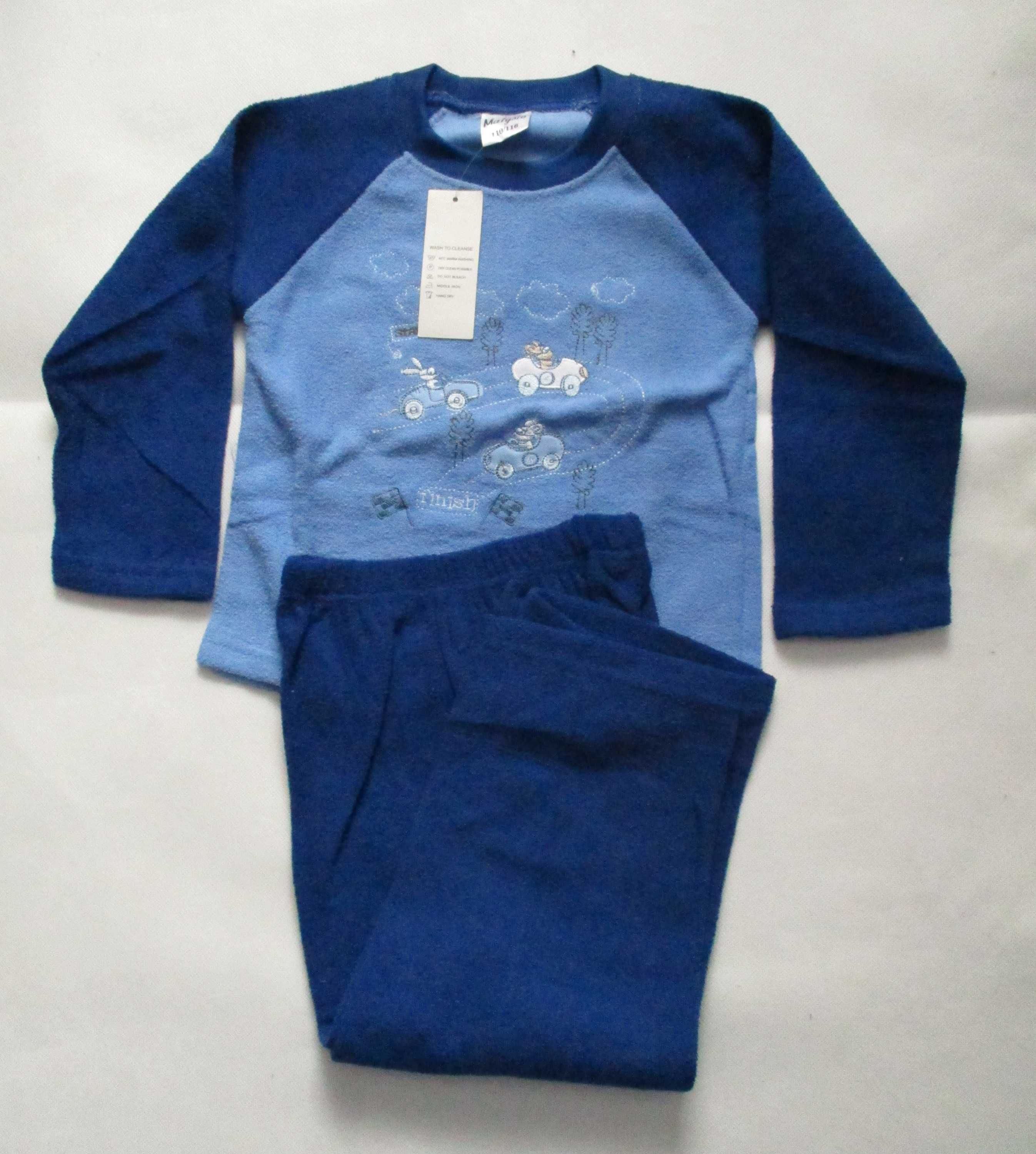 Piżama chłopięca frotowa ocieplana niebieska 110-116
