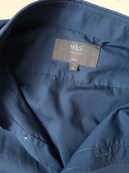 M&S Marks & Spencer granatowa koszula męska r 43 na 185 cm z długim rę