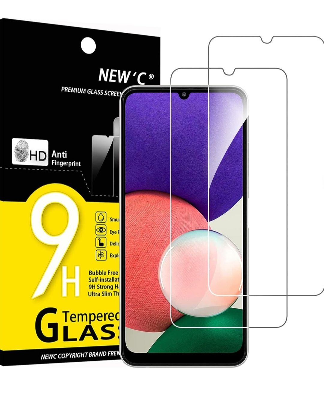 NEW'C 2 sztuki Szkło dla Samsung Galaxy A22 4G
