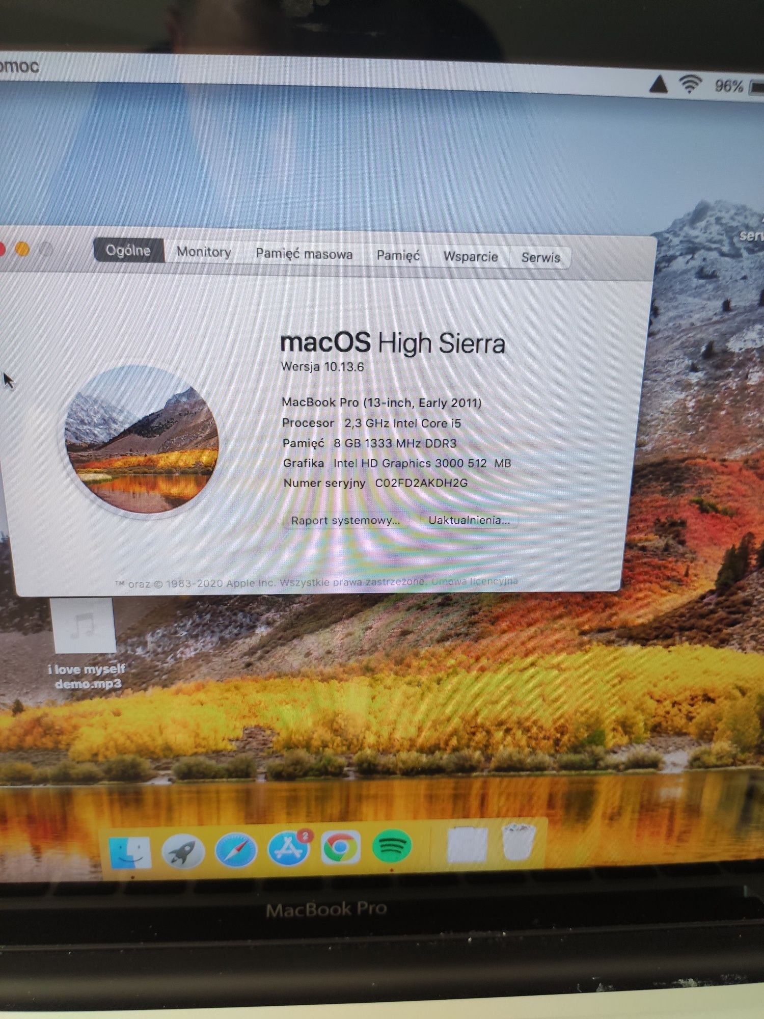 MacBook Pro 13, 2011 , I5, 8 , 500 GB SSD Samsung evo