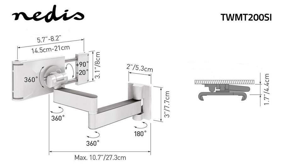 Крепление лдя планшета 7-12 " Nedis twmt200si