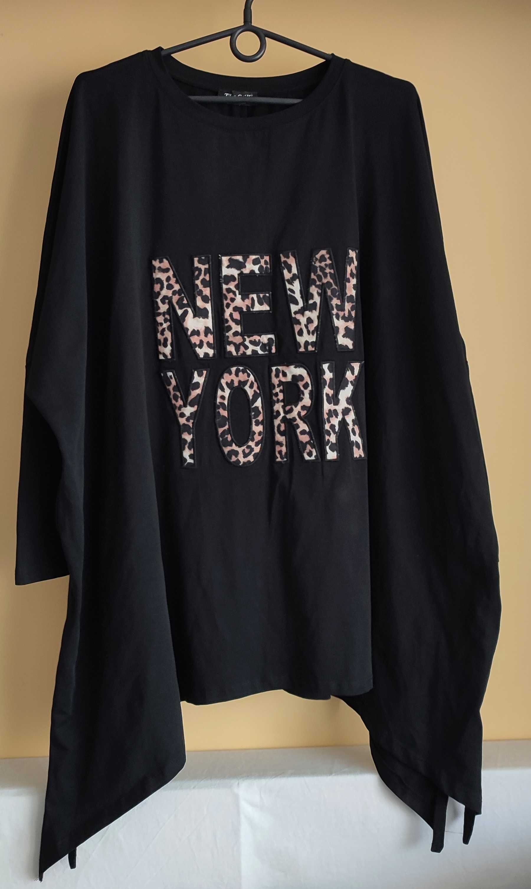 Tunika czarna The Still Collection napis New York panterka Oversize
