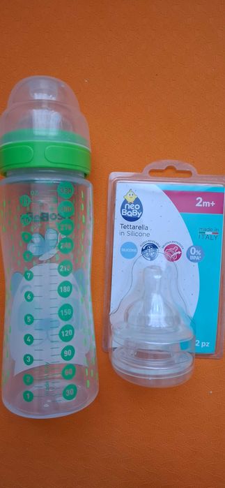 Пляшечка і 2 соски NeoBaby італійська фірма. Оригінал  Нові 2+ місяці.
