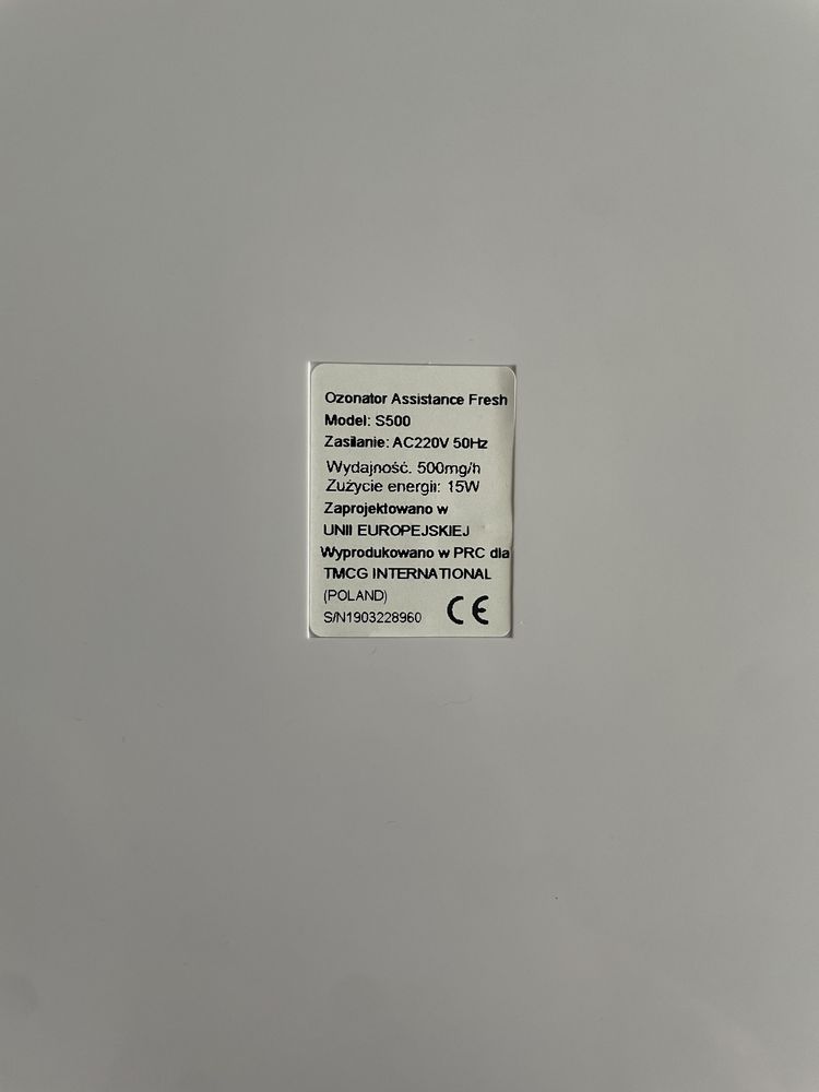 Ozonator model s 500 oczyszczacz