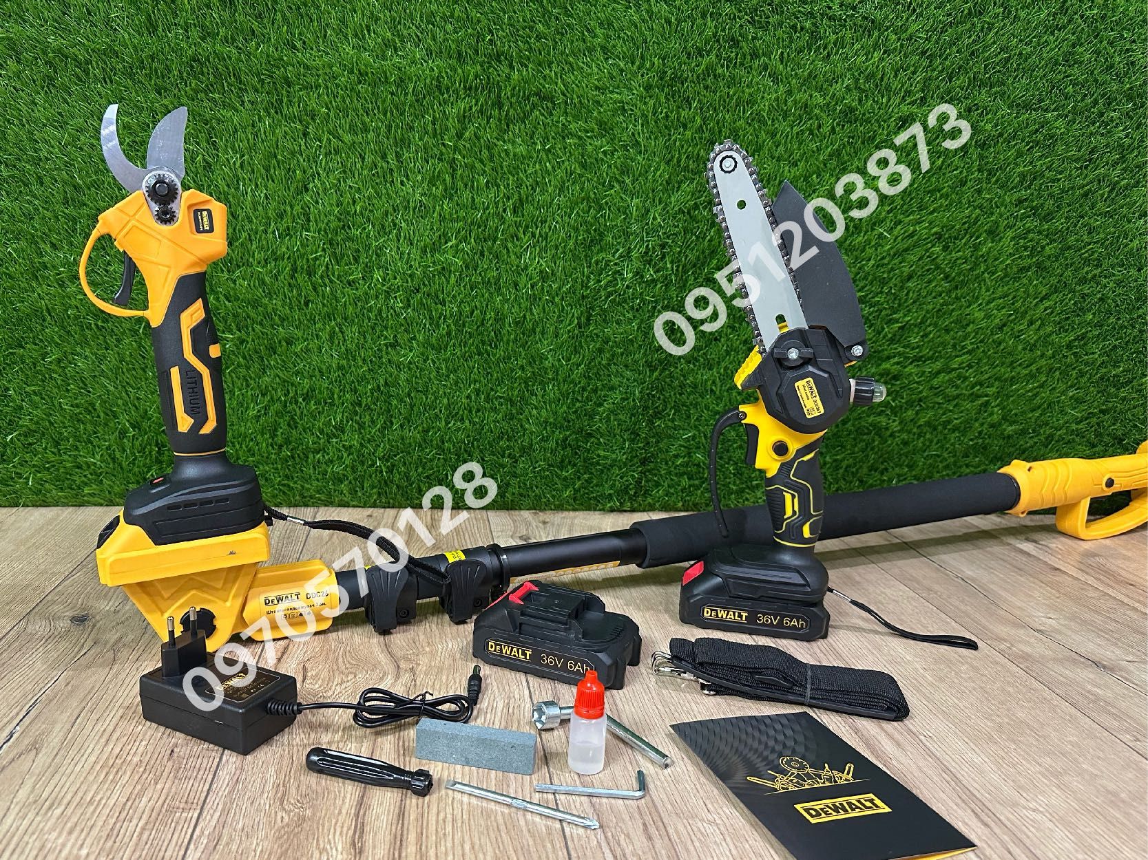 Набор 3/1 DeWALT Секатор DCMPP590P2 Мини пилка DUP367 штанга 36V 6Ah