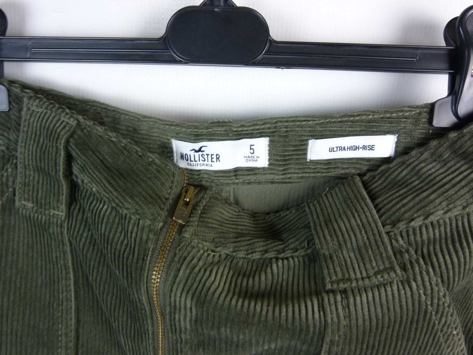 Hollister spódnica mini sztruks khaki zip 5 / S