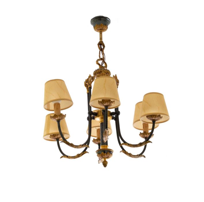 Candeeiro bronze dourado seis braços | século XX