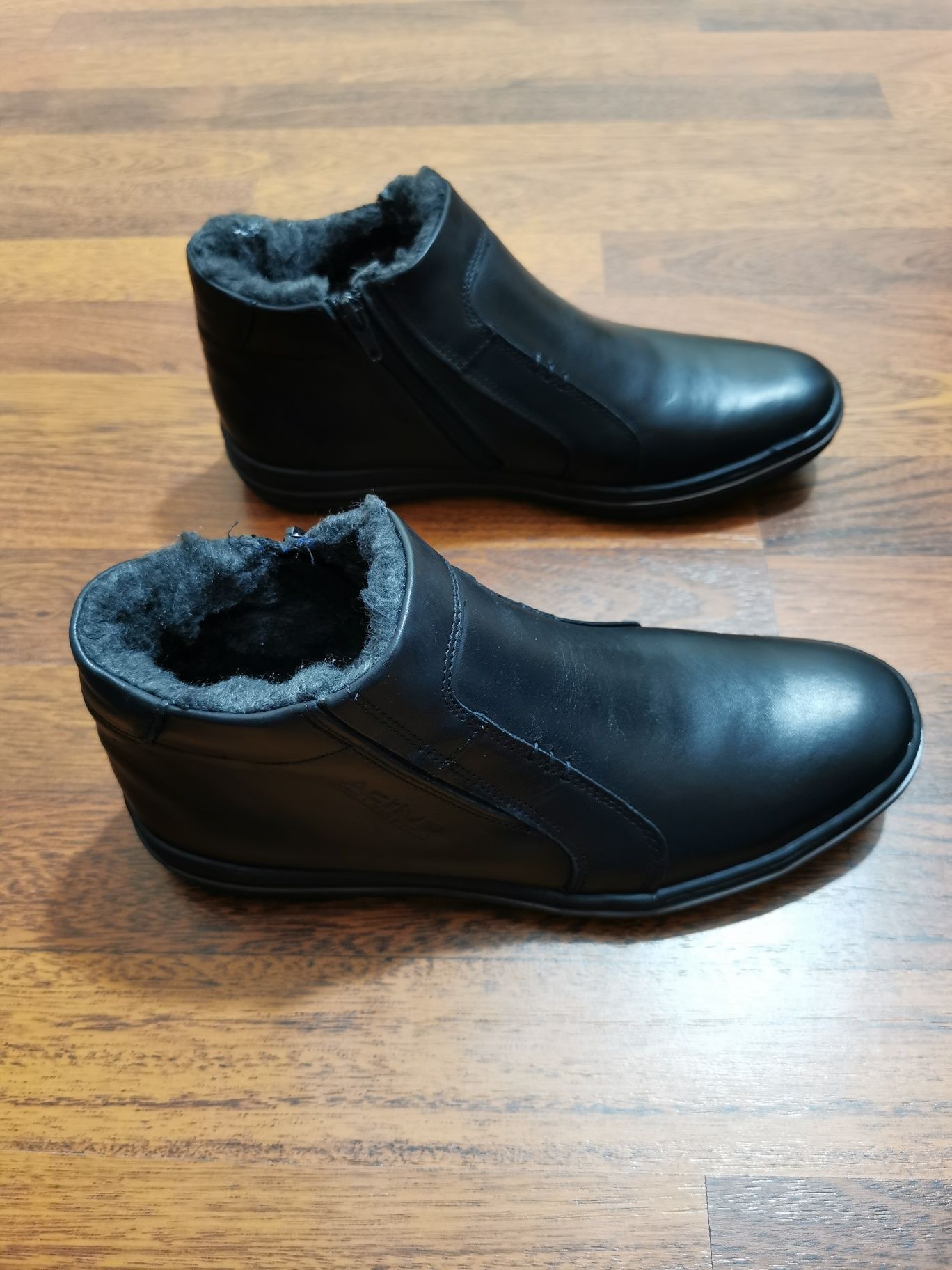 Skórzane Zimowe Buty Męskie Wsuwane Na Zamek