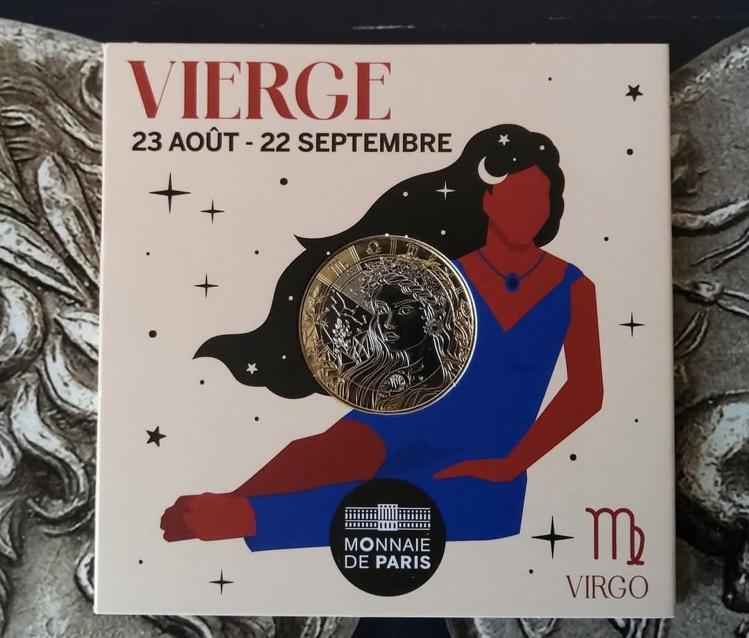 12525#França moeda 5 euros 2025 Signos Virgem em BU 
França moeda