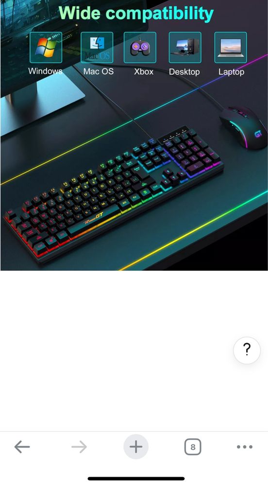 Zestaw klawiatury i myszy dla graczy RaceGT USB z podświetleniem