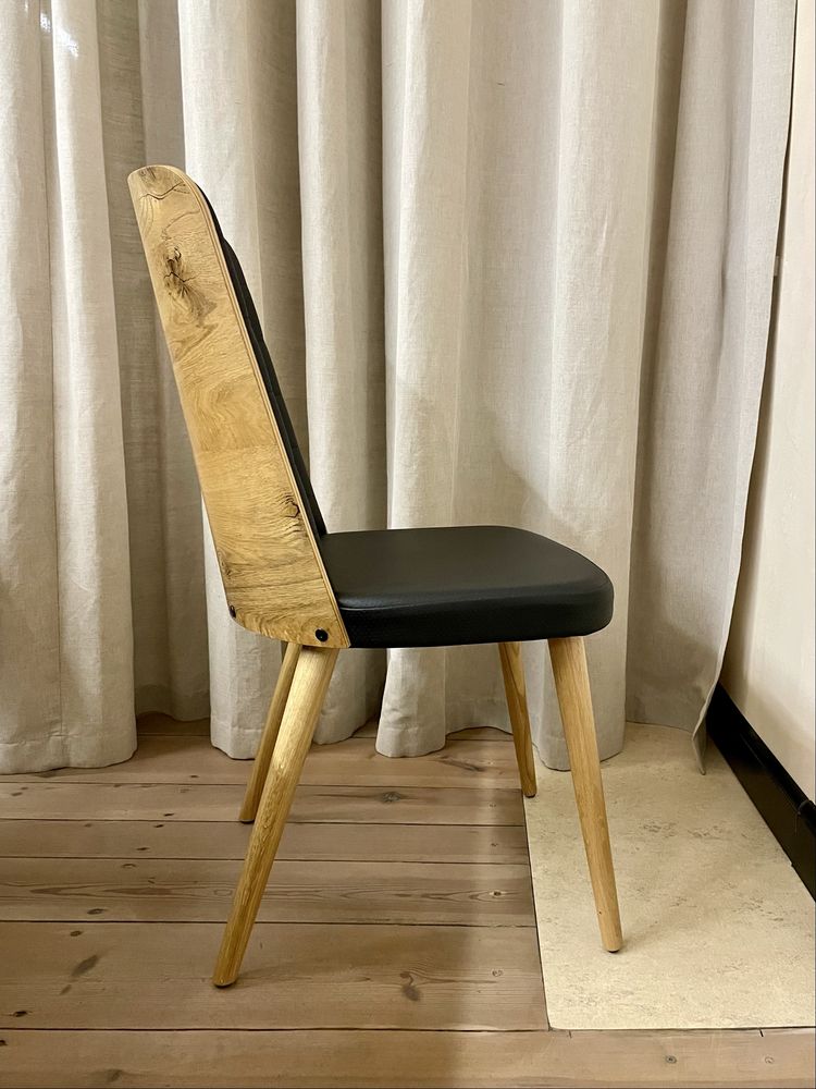 Designerskie, drewniane krzesło loftowe w stylu retro, PRL