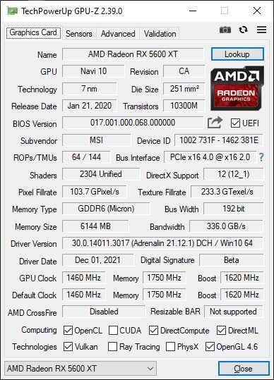 Karta graficzna MSI Radeon RX 5600 XT MECH OC - 6GB (GDDR6)
