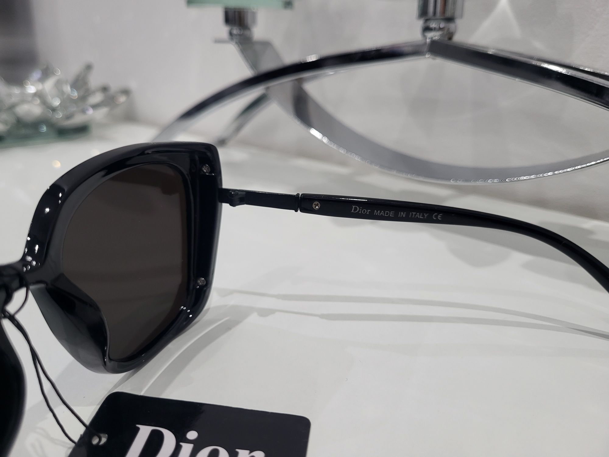 Okulary lustrzanki Nowe niebieskie dior czarne