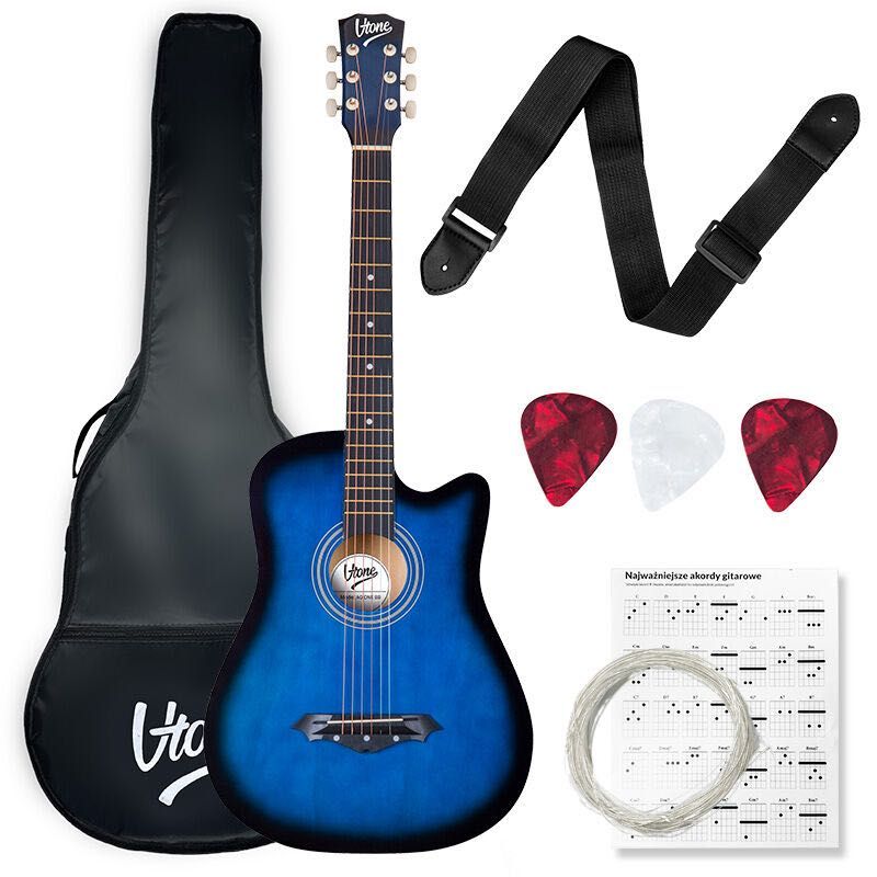 Zestaw Gitara Akustyczna Gitarowy Pokrowiec + struny + stojak