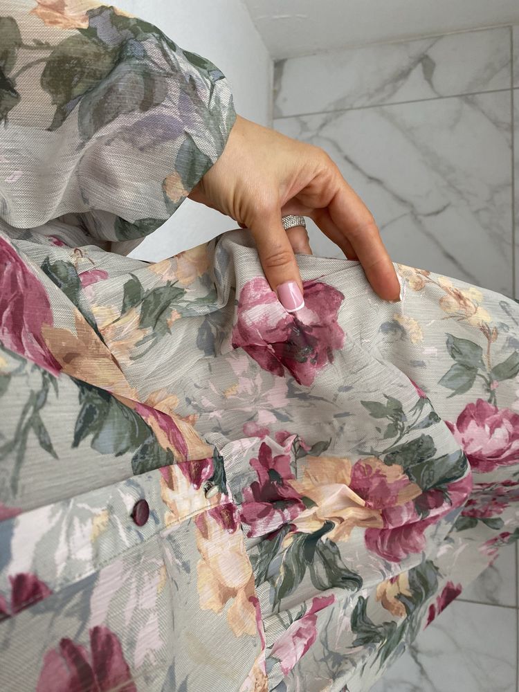 шифоновое платье h&m розы цветочное платье миди макси цветы шифон
