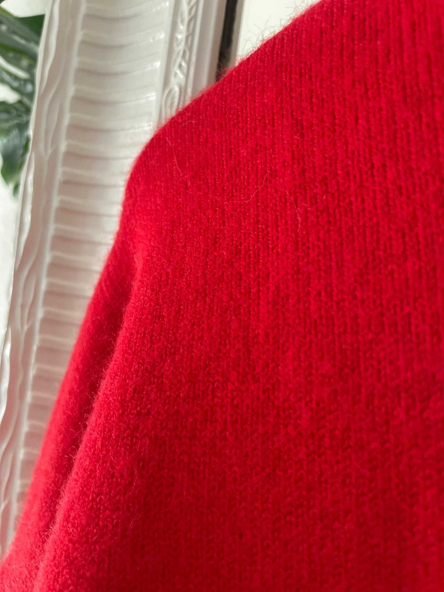 Bershka sweter czerwony wełna wool obszerny oversize M 38