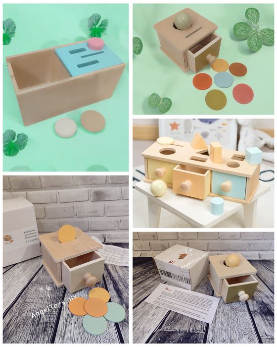 1+ Монтессорі дерев'яні пірамідка Сортер шнурівка вкладка бізіборд