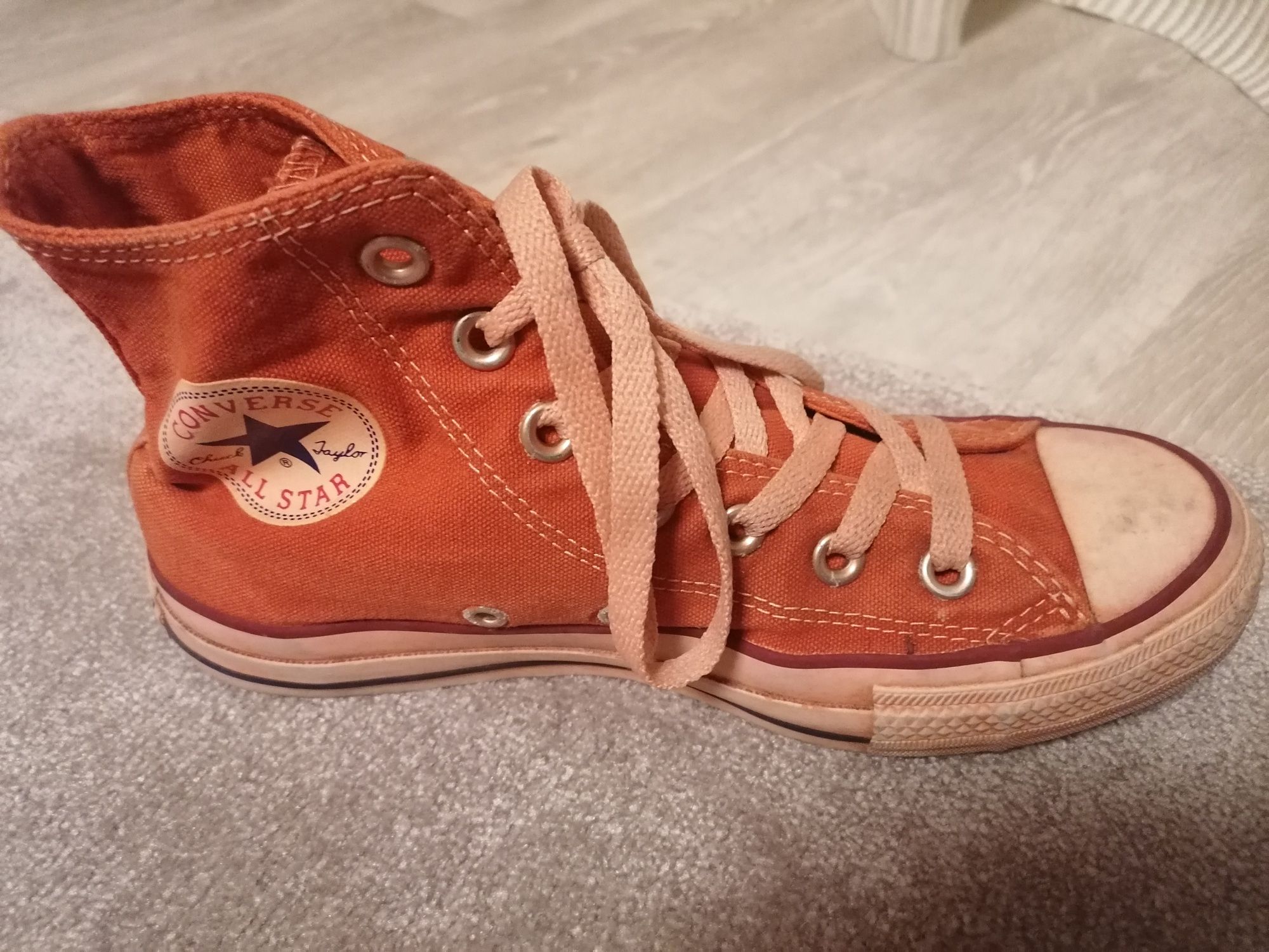 Ténis All Star Converse, cor de laranja, efeito envelhecido, t36