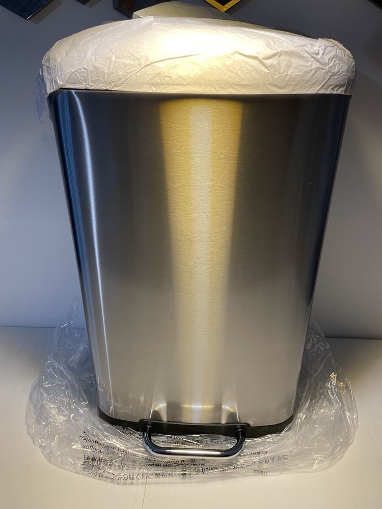 Kosz na śmieci metalowy INOX z cichym domkiem 40L