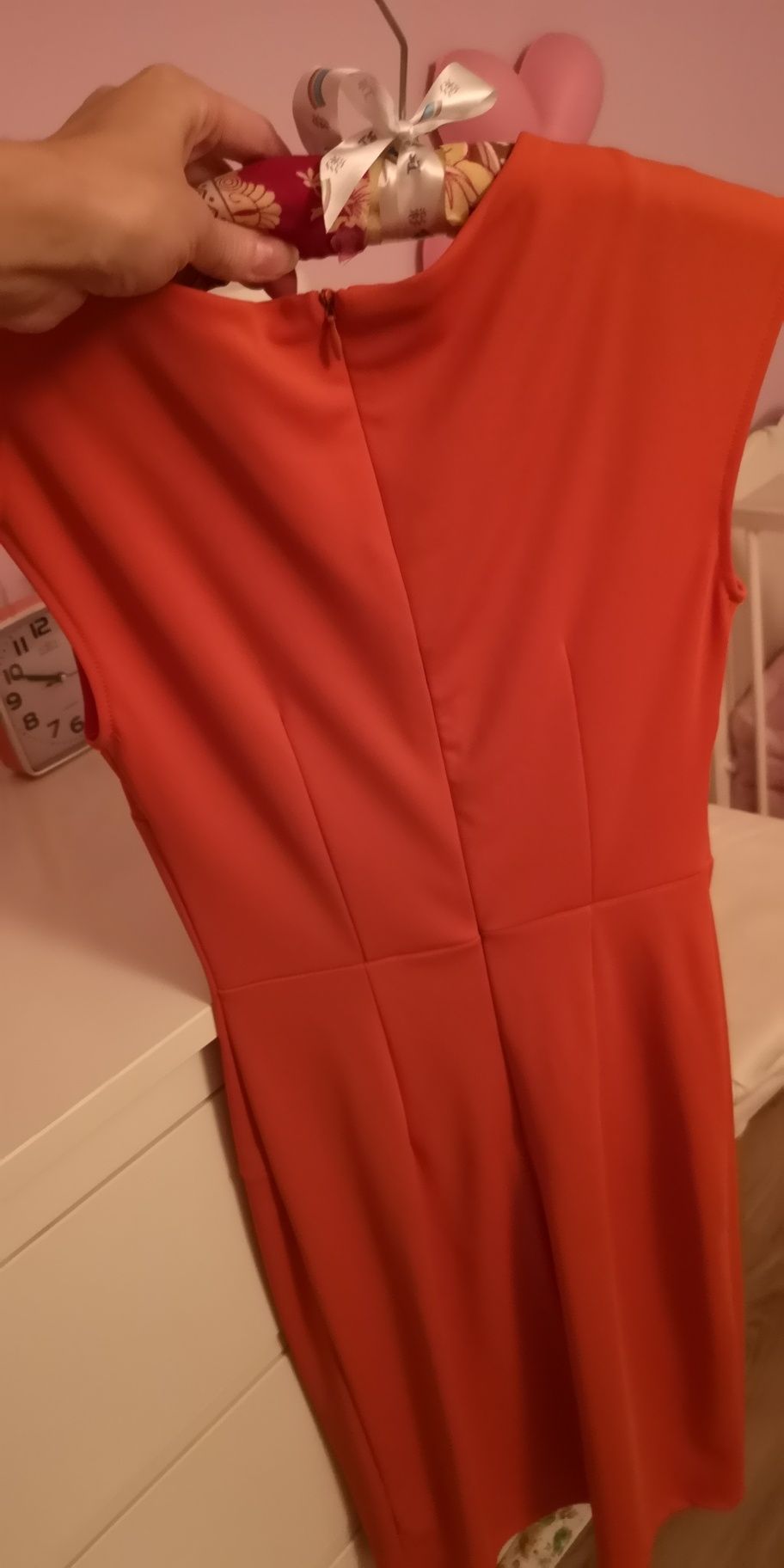 Sukienka pomarańczwa neonowa elegancka koktajlowa wizytowa