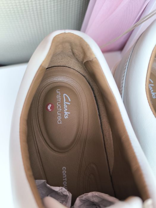 Мокасіни сліпони кеди кросівки шкіра Clarks білі 45-46