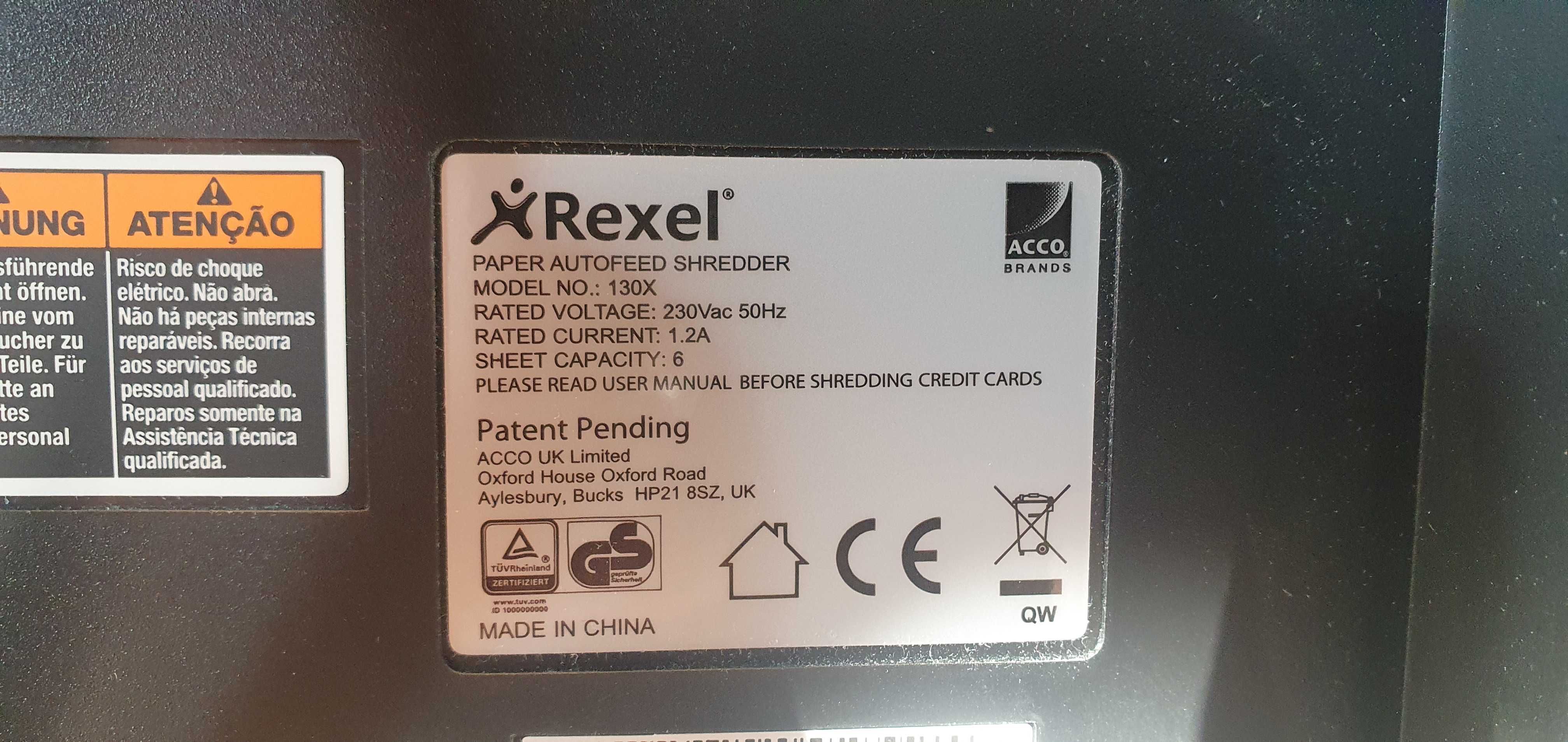 REXEL 130X - Niszczarka dokumentów - Używana, Sprawna 100%