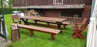 Zestaw biesiadny drewniany-zestaw ogrodowy-stół 3 m