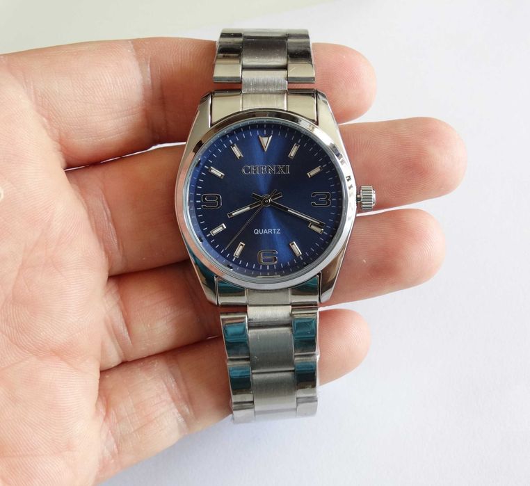 Zegarek kwarcowy 35mm damski męski czarny granatowy bransoleta 20mm