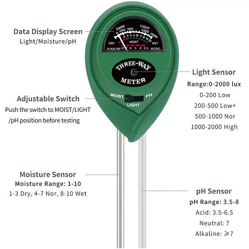 Medidor de PH do solo / Kit de Teste PH do solo 3 Em 1