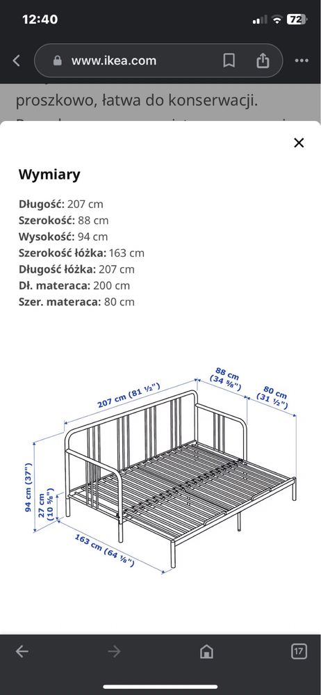 Łóżko Ikea Fyresdal