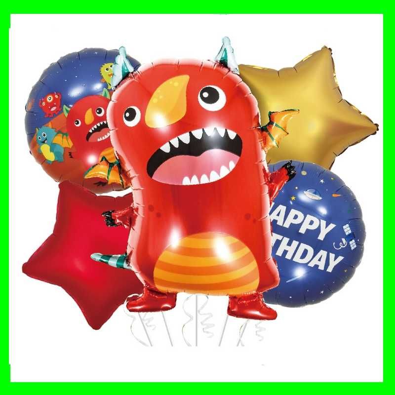 Zestaw balonów urodzinowych czerwony potworek