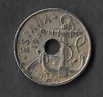 Moeda de 50centimos. Espanha 1949