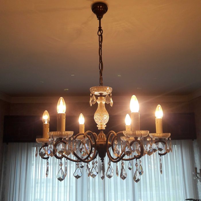 Candeeiro de teto, lustre de 6 lâmpadas & Par de apliques de parede