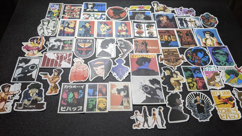 Аніме стікери, наклейки клинок розсікаючий демонів, гуль, ковбой бібоп