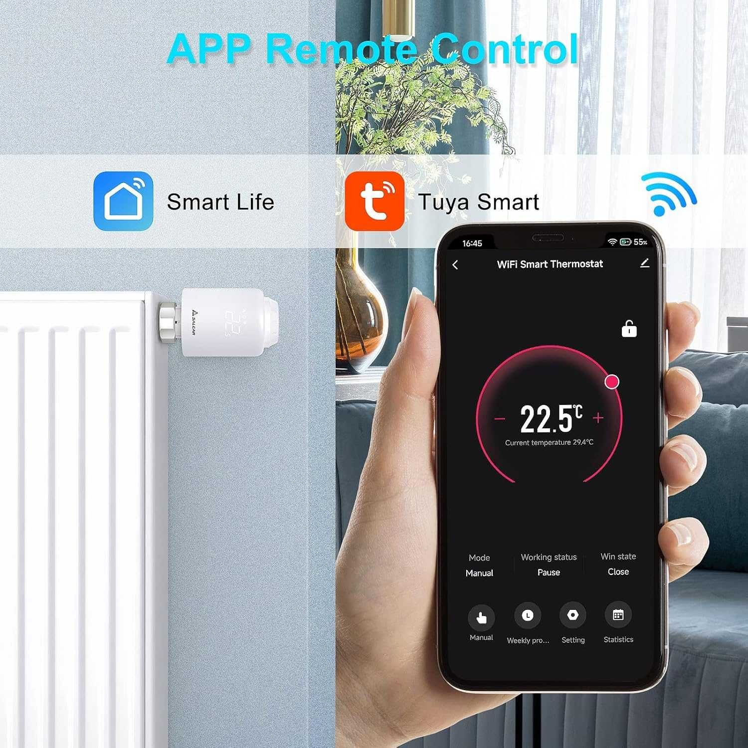 Termostat Grzejnikowy radiator głowica SALCAR TRV603 Smart WiFi