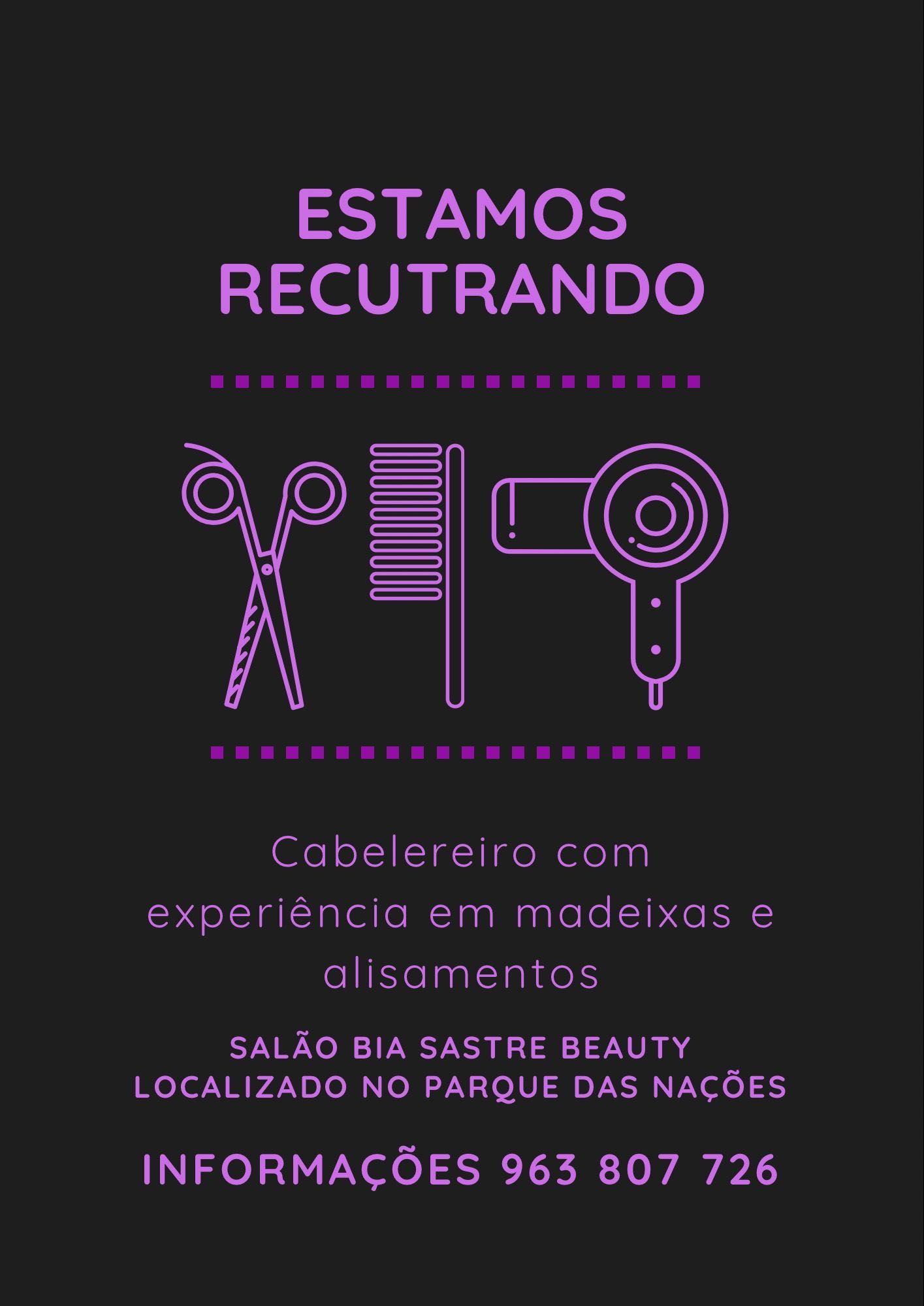 Cabelereiro com experiência em madeixas, coloração e alisamentos