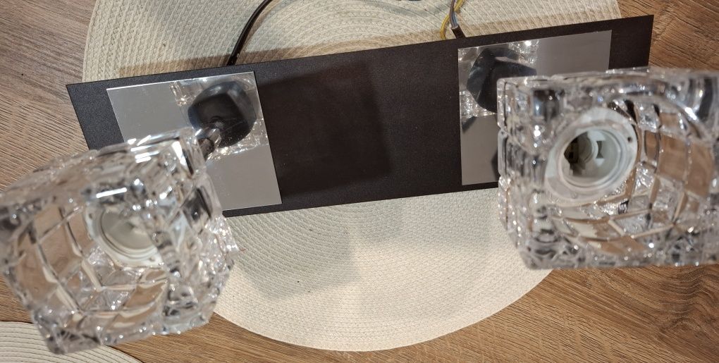 Lampa , klinkiet z kryształowymi kloszami