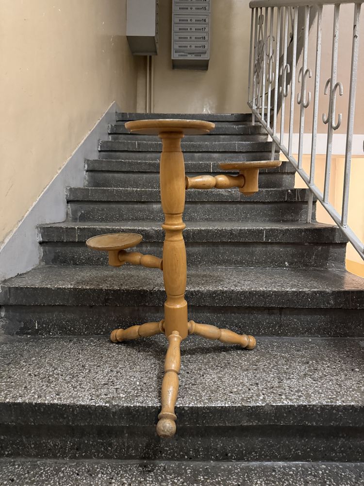 drewniany kwietnik vintage prl