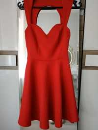 Sukienka XS, nowa Czerwona, rozkloszowana