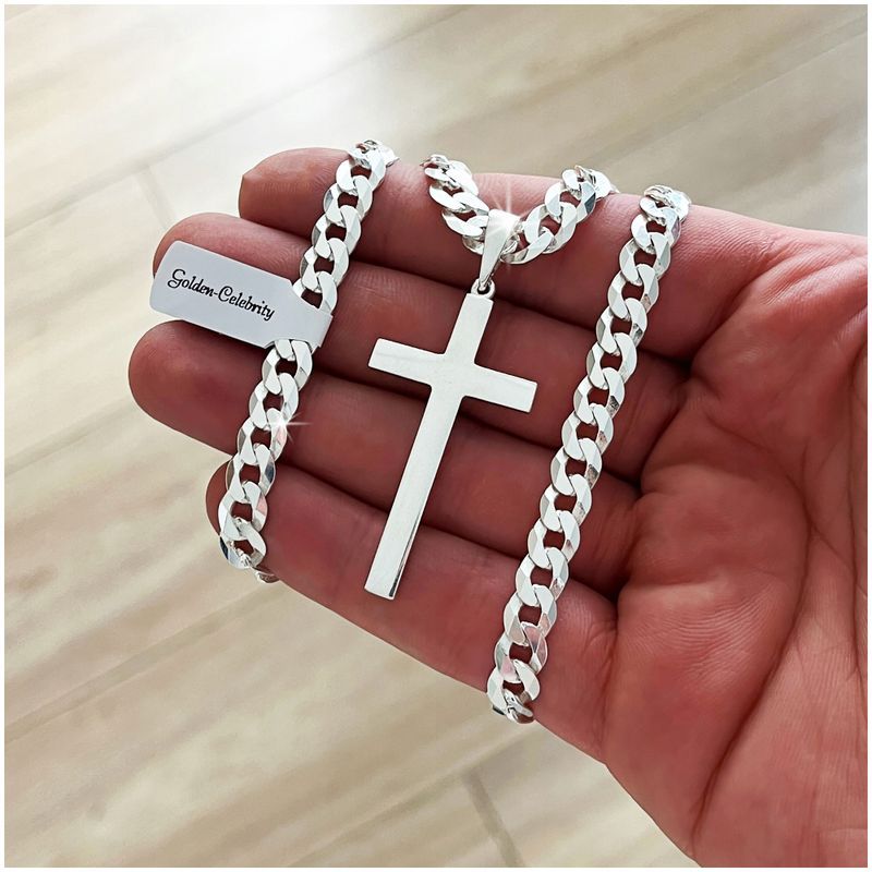 Łańcuszek Srebrny Męski Pancerka Z Krzyżykiem 55cm/6mm Próba 925 + Gra
