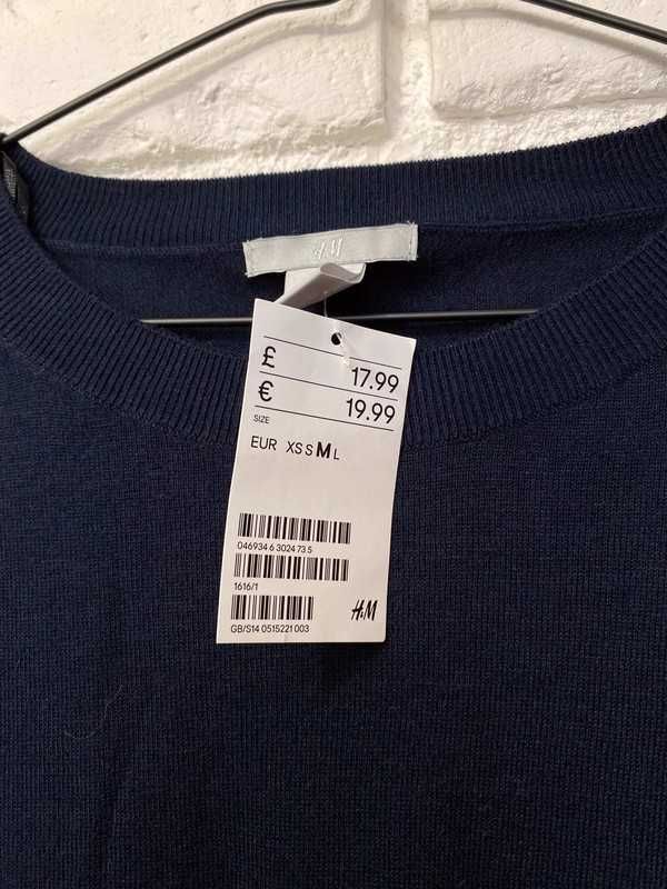 Granatowo-czarny sweter nowy z metką rozmiar m h&m męski damski