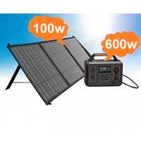 Портативна електростанція 600w(1200w пікова) + сонячна панель 100w
