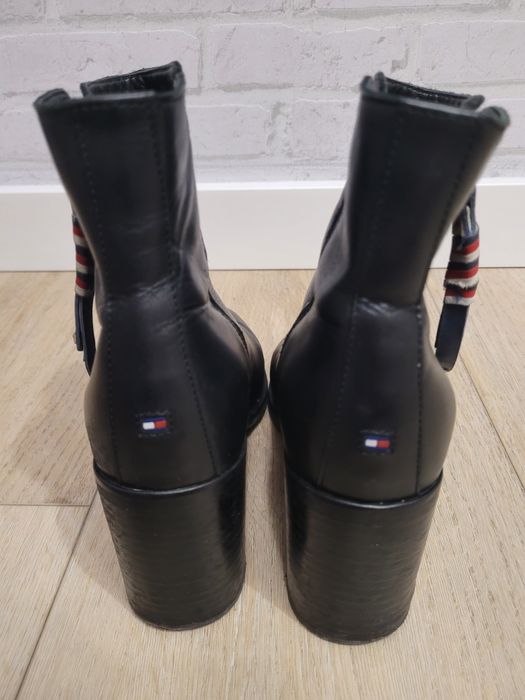 Botki tommy hilfiger 37 czarne skórzane