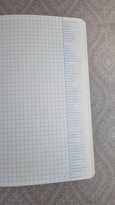 Zeszyt w kratkę ze słownikiem angielskiego